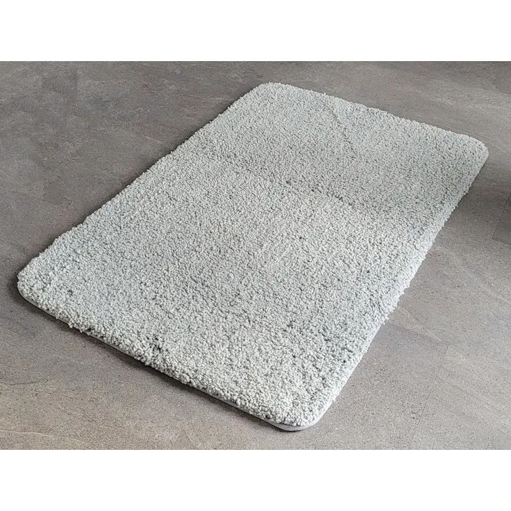 Spirella Badteppich Badematte Duschvorleger Mikrofaser Hochflor | flauschig | rutschhemmend | Gobi | geeignet für Fußbodenheizung | 60x90 cm | Hellgrau