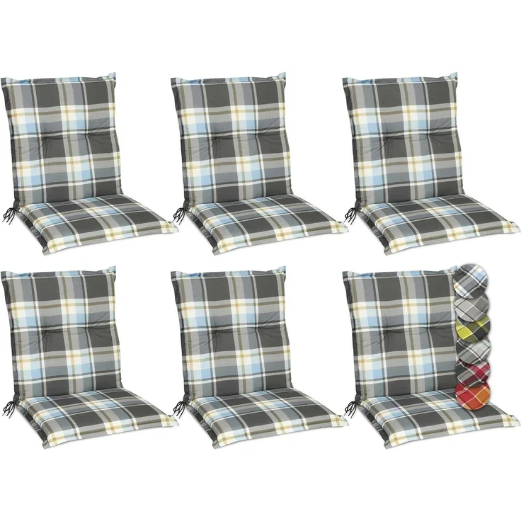 6er Set Beautissu Niedriglehner Auflage Sunny 100 x 50 x 6 cm Blau