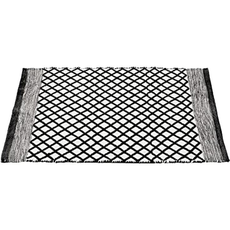 WENKO Badematte Tara, nachhaltiger Badteppich aus 100% Polyester, Ethno-Design Schwarz-Weiß, 50 x 80 cm, rutschhemmend, waschbar bis 40°C – Bild 7