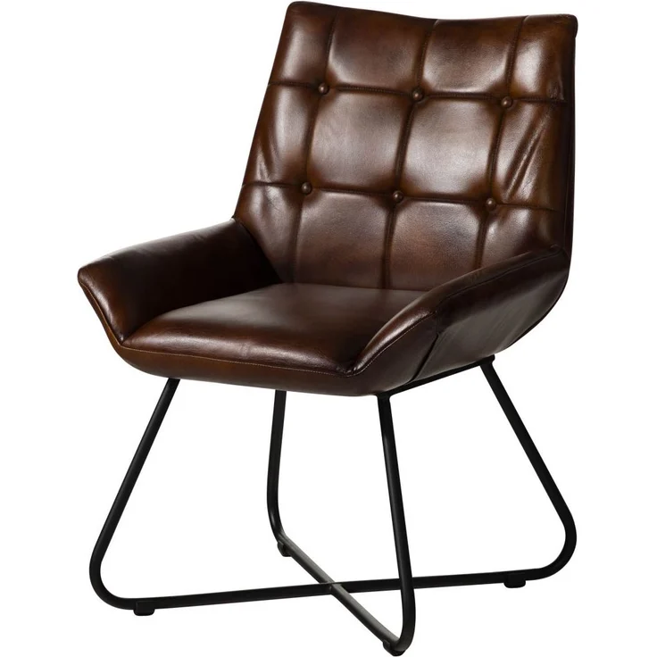 Stuhl Echtleder 61x65x89 braun IRON LABEL #113 – Bild 1