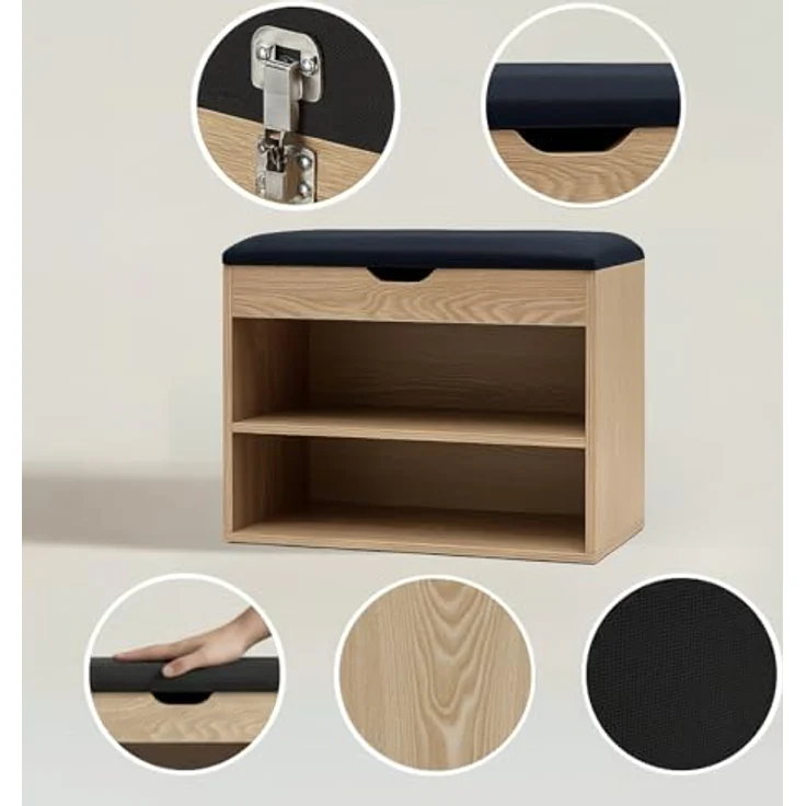 BOXIMO Schuhschrank Schuhschrank mit Sitzfläche VAULT, 60 x 30 x 47 cm (Schuhschrank LEVA mit Sitzbank) – Bild 7