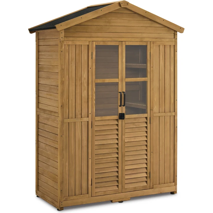 M MCombo Gartenschrank Gartenhaus Holz Wetterfest, Geräteschrank Holzschrank Outdoor Wasserdicht Begehbar, für Außenbereich Balkon Terrasse 1743 (Natur) – Bild 1
