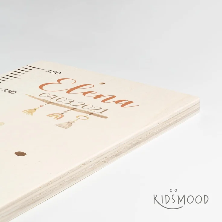 KIDSMOOD - Messlatte für Kinderzimmer Personalisiert, 70-140 cm - Messlatte Kinder Holz personalisiert Mit Namen für Baby- & Kleinkinderzimmer - Individuelles Geschenk für Kinder und Babys zum Geburt – Bild 6