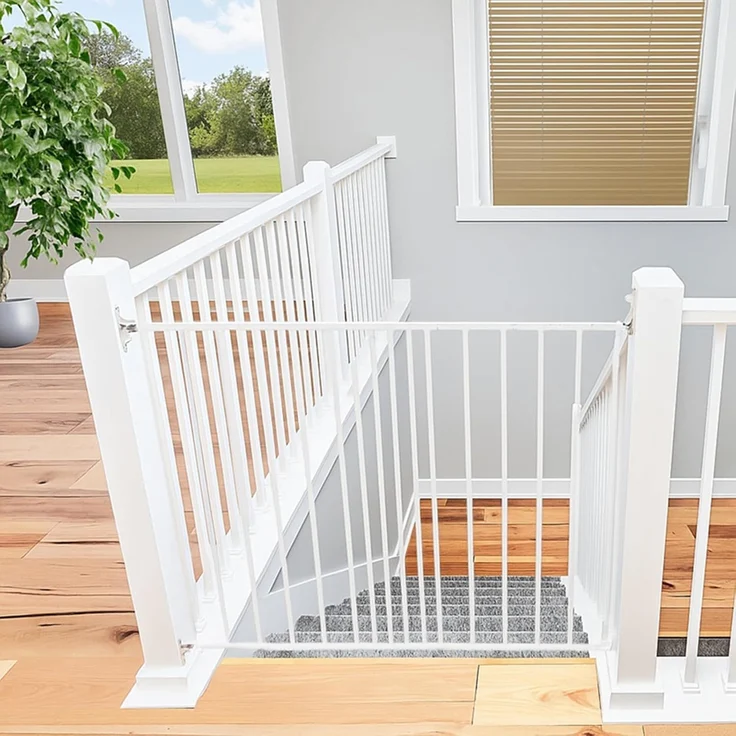 Safetots Treppenschutzgitter zum Verschrauben am oberen Ende der Treppe, weißes, Metall, 62. 5cm - 106. 8cm, Metall-Babygitter, Treppenschutzgitter, Schraubbefestigung