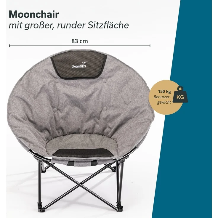 Skandika Campingstuhl Moonchair Kupari, Faltsessel, Gartenstuhl, Klappstuhl bis 150 kg, weich gepolstert, Tragetasche, Große Sitzfläche, bequem, Outdoor – Bild 3