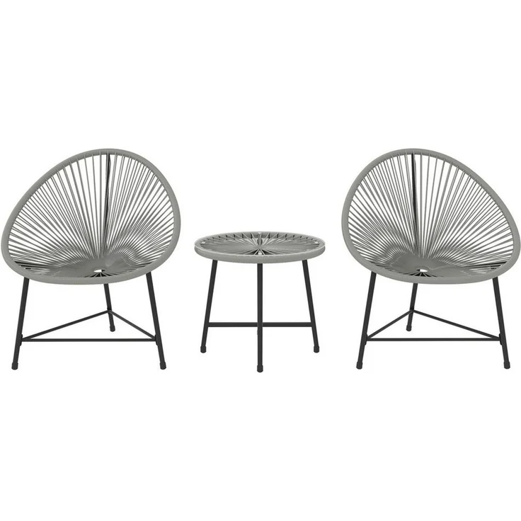 Outsunny Sitzgruppe mit 2 Stühle, Tisch, (Balkonmöbel, 3-tlg, Gartenmöbel Set), für Garten, Terrasse Balkon, Grau – Bild 1