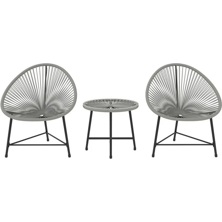 Outsunny Sitzgruppe mit 2 Stühle, Tisch, (Balkonmöbel, 3-tlg, Gartenmöbel Set), für Garten, Terrasse Balkon, Grau