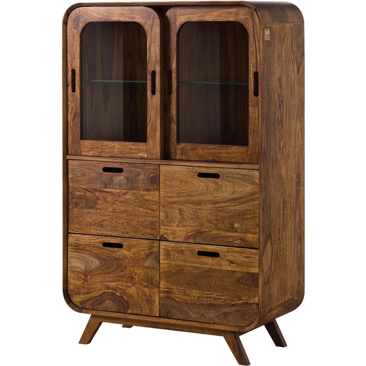 Highboard Sheesham 90 x 40 x 140 hellbraun lackiert MAILAND #120 – Bild 1
