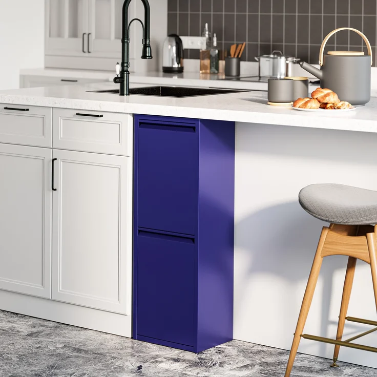 Mülltrennschrank Sollentuna Metall 2x14 L Nachtblau [en. casa] – Bild 2