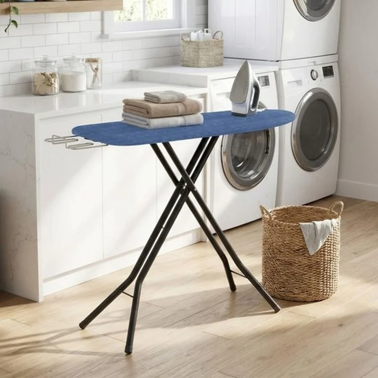 SONGMICS HOME Bügelbrett 7-Stufig Höhenverstellbar und Klappbar mit Stahlgestell (111,6-124) x 33 x (66-88) cm Mitternachtsblau – Bild 2