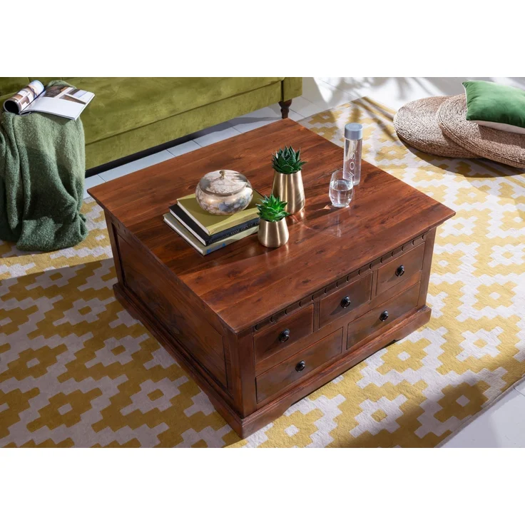 Couchtisch Akazie 90x90x50 nougat lackiert OXFORD #320 – Bild 2
