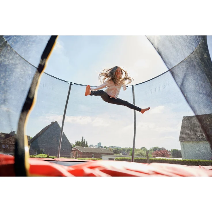 Hudora Fantastic Trampolin 400V', mit Sicherheitsnetz, für die ganze Familie, max. belastbar bis 100 kg, 400 cm Durchmesser, rot, ab 3 Jahren – Bild 11