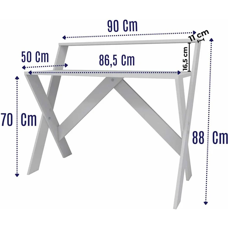 Skye Decor 'X - White' Schreibtisch, Weiß, 90 x 88 x 50 cm – Bild 5