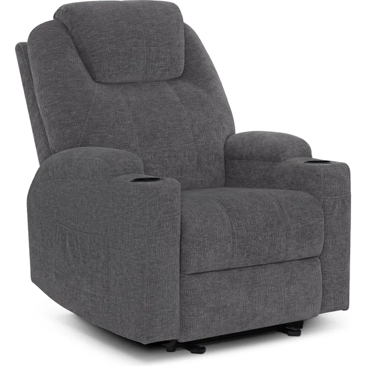 M MCombo Elektrisch Relaxsessel Massagesessel Fernsehsessel Liegefunktion Vibration Heizung 7061 neues Modell (Grau-Chenille)