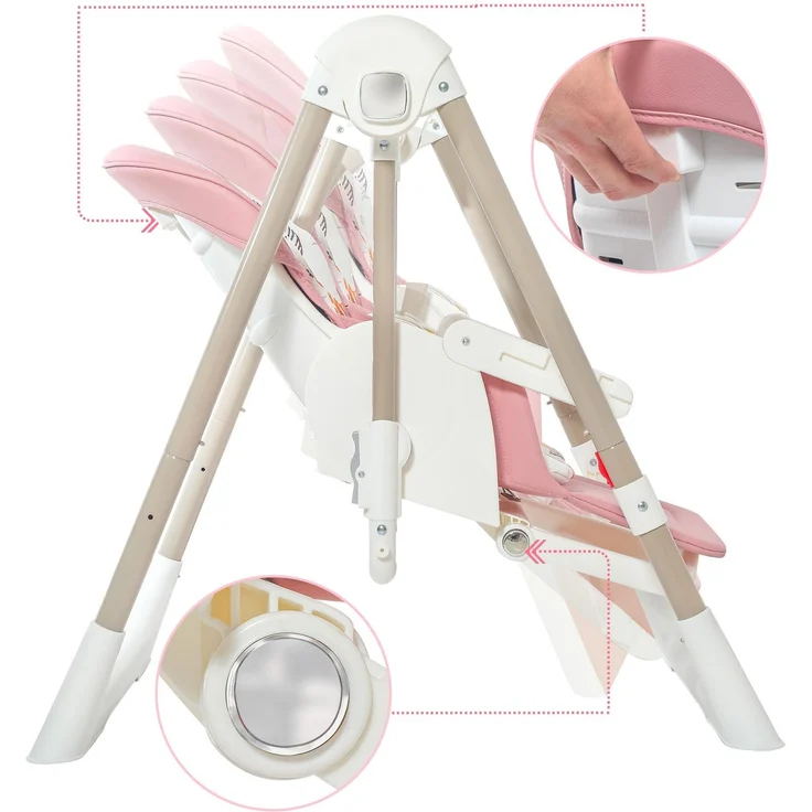 Baby Vivo 3in1 Kinderhochstuhl / Babywippe höhenverstellbar für Kinder - Lulu in Rosa – Bild 4