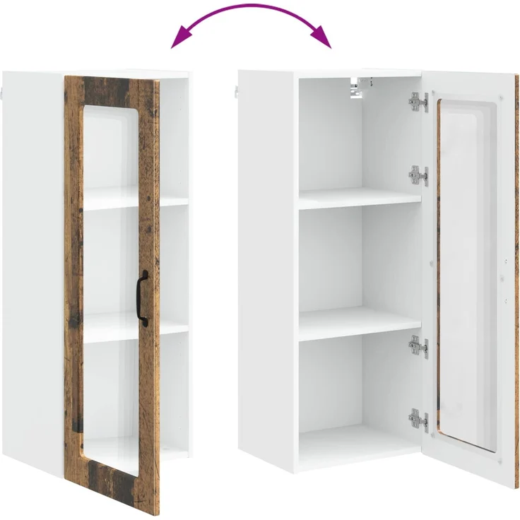 vidaXL Wandglas-Schrank PORTO Altholz 40 x 31 x 100 cm Holzwerkstoff 885453 – Bild 11