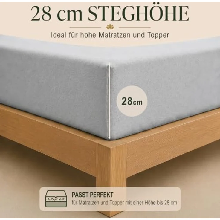MALIKA® Spannbettlaken Doppelpack 90x200cm - 100x200cm, Baumwolle Jersey, passend für Matratzenhöhe bis 28 cm, Oeko-Tex zertifiziert – Bild 5