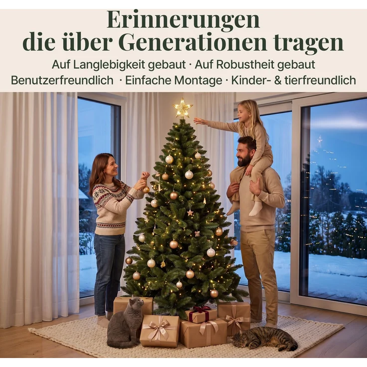 Aurelia Home Künstlicher Weihnachtsbaum 200 cm – PVC-Zweige, Kreuzständer – Bild 5