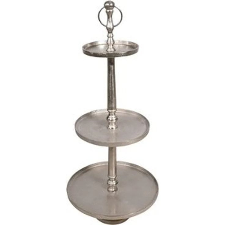 Lesli Living Dekoetagere Etagere Servierständer 41x41x89cm Aluminium silber 3 Etagen – Bild 4