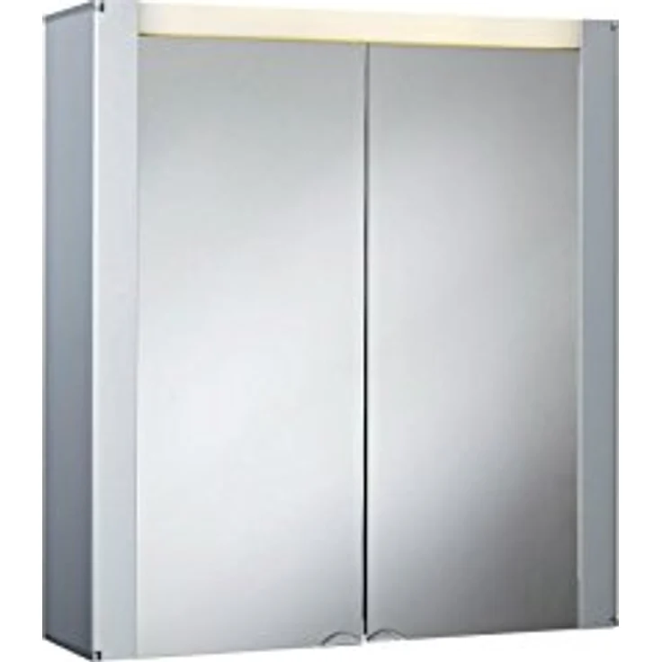 Jokey Spiegelschrank Tromsö, MDF mit 2 doppelverspiegelten Kristalltüren, LED-Beleuchtung, B x H: 63 x 69 cm – Bild 1
