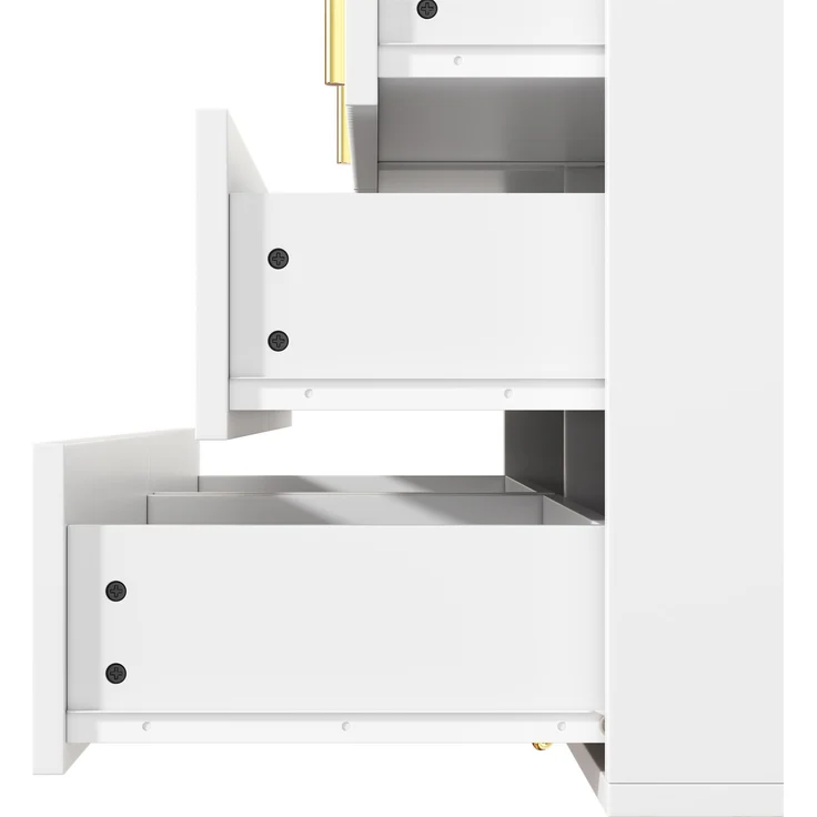 Sideboard 120x40 cm Weiß Gold 6 Schubladen Wellenfront TV Schrank Lowboard Aufbewahrung Wohnzimmer Esszimmer – Bild 8