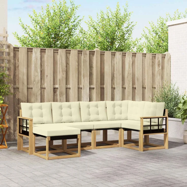 vidaXL Outdoor-Sofagarnitur 6 Stk. Weiß und Creme 3389648 – Bild 1