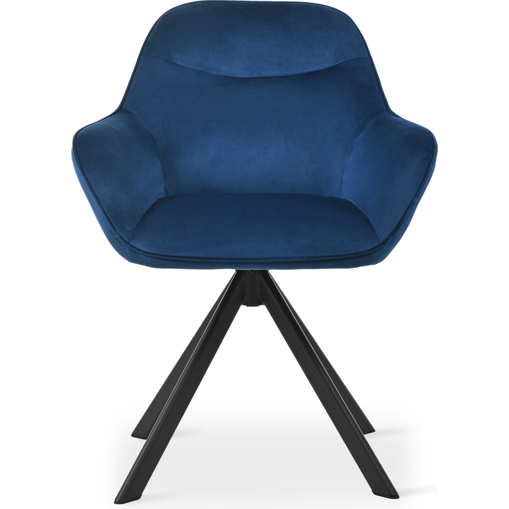 GOEURVANT 1370 Esszimmerstühle 2er-Set mit Armlehnen, 360° Drehbar, Samt - Preußischblau – Bild 3