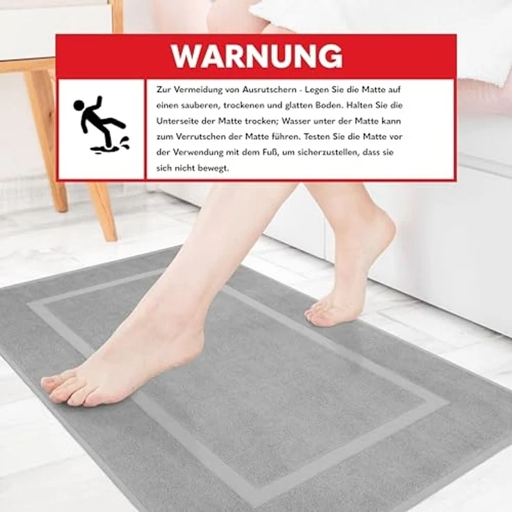 HAMMETEX Badematte Hotelmatte, Duschvorleger, 51 x 86 cm, Höhe 5 mm, beidseitig nutzbar, Baumwolle, rechteckig, 2-teiliges Set, einfarbig, 900 g/m², 100% Baumwolle – Bild 3