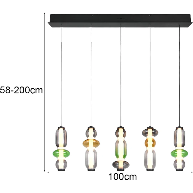 Moderne LED Pendelleuchte MINERVA 5-flammig, höhenverstellbar, Breite 100cm – Bild 3