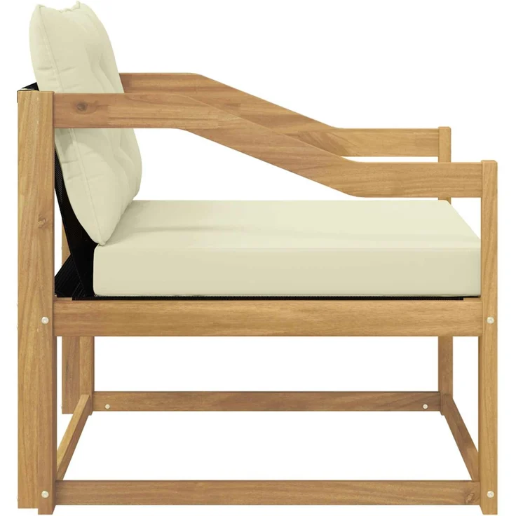 vidaXL Outdoor-Sofagarnitur Massives Akazienholz und Textilene Weiß 3439072 – Bild 6