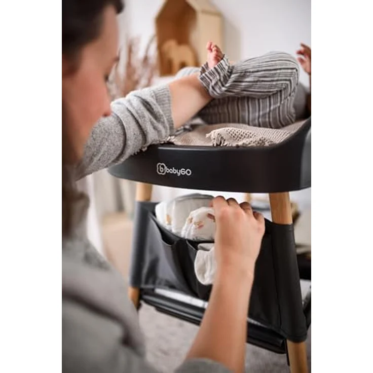 BabyGo Wickeltisch ChangeMe, Wickelkommode aus Buchenholz mit seitlicher Ablage und mobilen Rädern, weiss – Bild 8