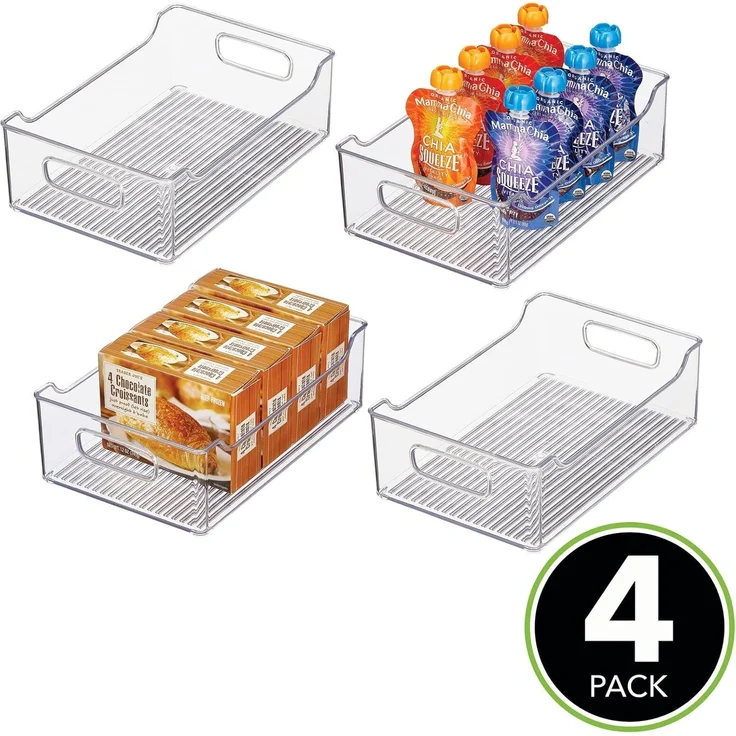 4er Set Kühlschrank Aufbewahrungsbox Griffe Gefriertruhe mDesign transparent – Bild 2