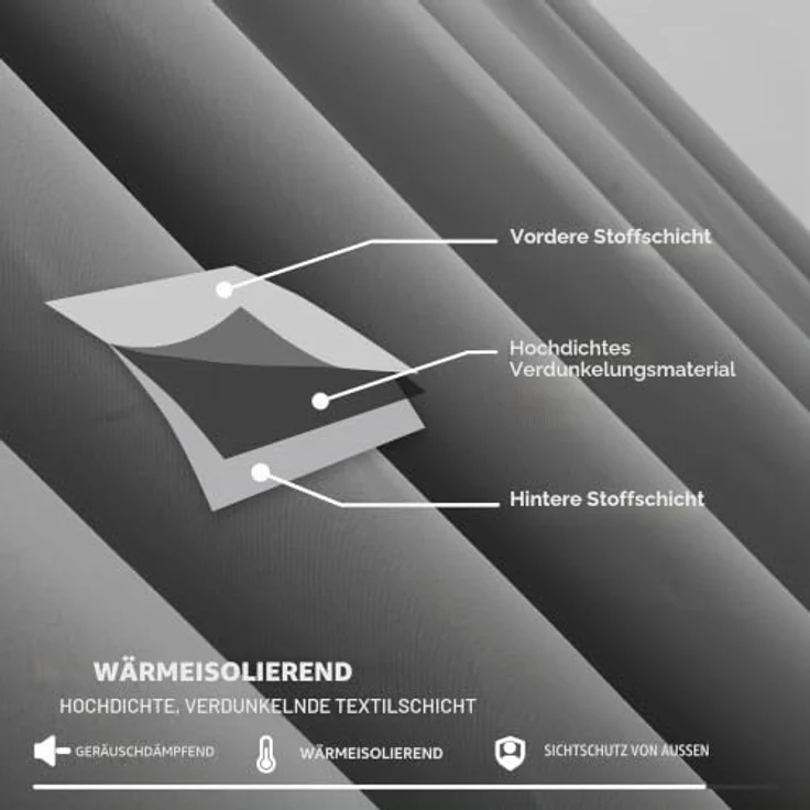 Deconovo Gardinen für Schienensystem Blickdicht Vorhänge UV-Schutz Hellgrau | 2er Set, H 138 x B 132 cm, Vorhänge mit Kräuselband, Hitzeschutz, Schlafzimmer Gardinen, Gardinen Kurz, für Schienensystem – Bild 5