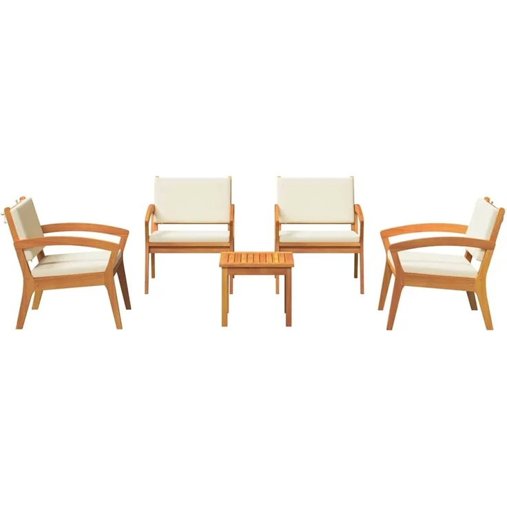 vidaXL Bistrogarnitur mit Kissen 5 pcs Braun Polyester 3328619 – Bild 6