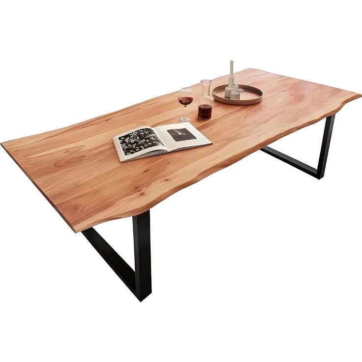 Esstisch Baumkante massiv Akazie natur 180 x 90 schwarz QUINN 61854158 – Bild 2
