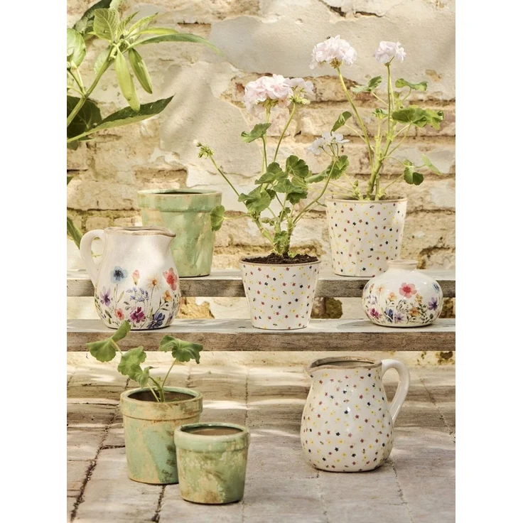 Ib Laursen - Blumentopf Übertopf Blumenübertopf Keramik Blumenmuster 13156-00 – Bild 1