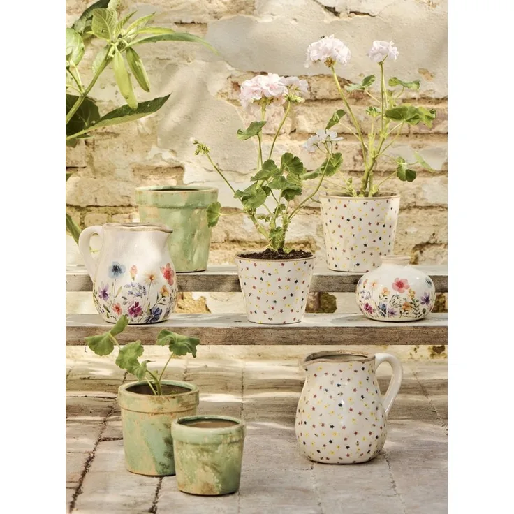 Ib Laursen - Blumentopf Übertopf Blumenübertopf Keramik Blumenmuster 13156-00