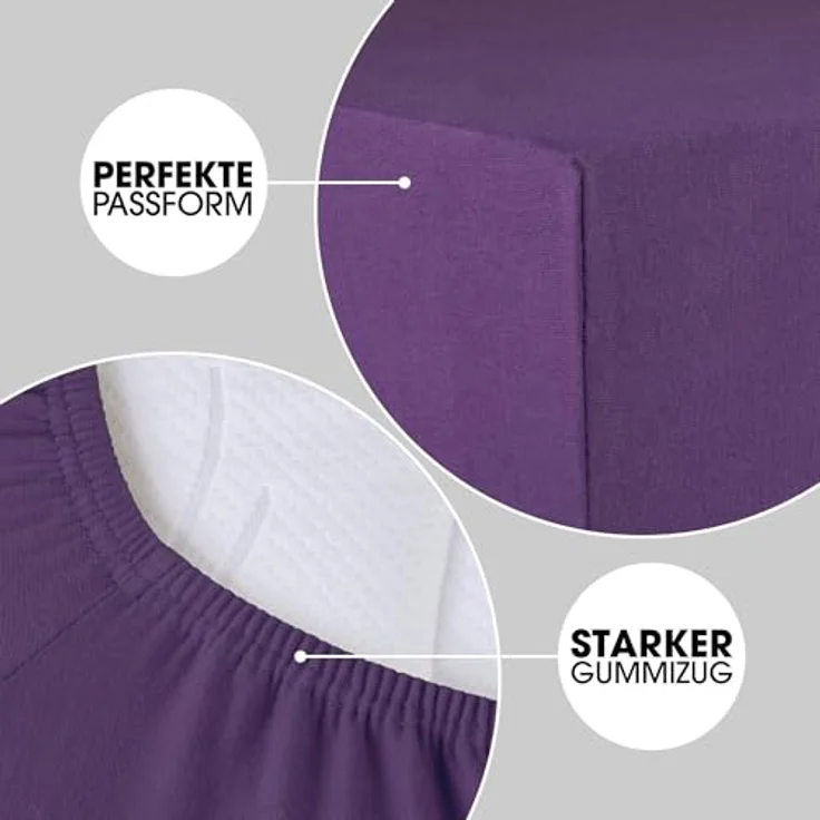 CelinaTex Jersey Spannbettlaken Lucina für Kids Doppelpack 60x120-70x140 cm lila 100% Baumwolle gekämmt superweich Spannbettbezug, Leintuch, Bettlaken, elastisch, Strech, Oeko-Tex – Bild 5