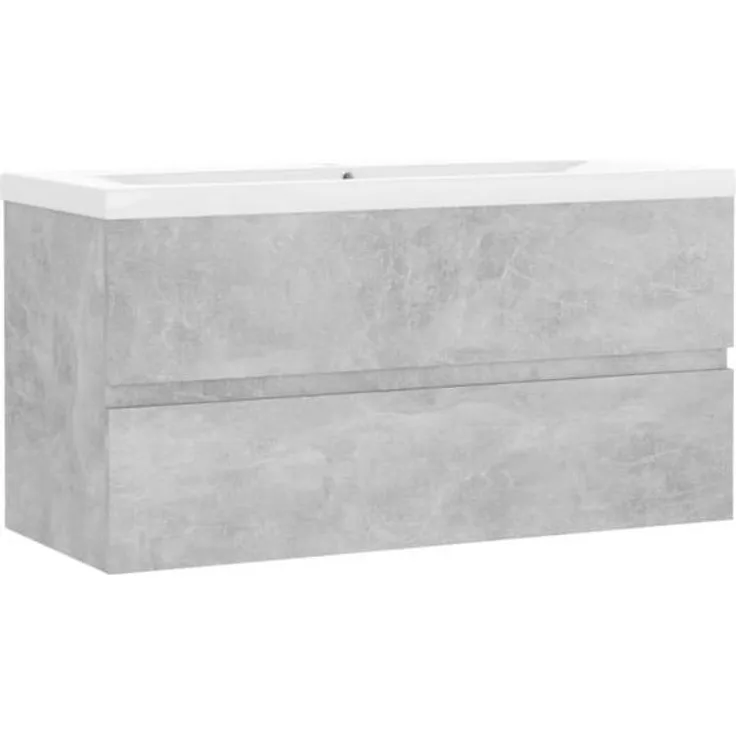 vidaXL Waschbeckenunterschrank mit Einbaubecken Betongrau Spanplatte [3071562]