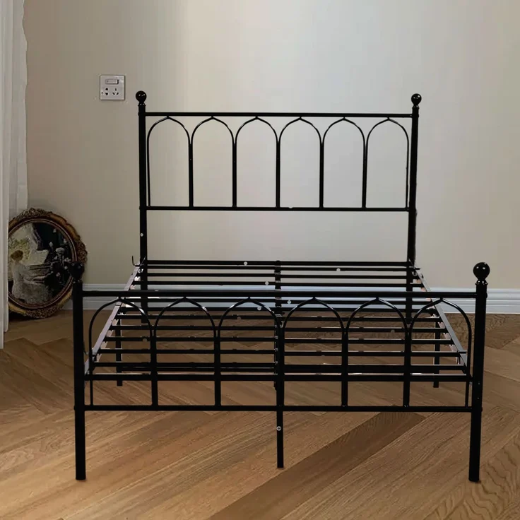 Metallbett Einzelbett Jugendzimmer mit Lattenrost Schwraz,ohne Martatze – Bild 8
