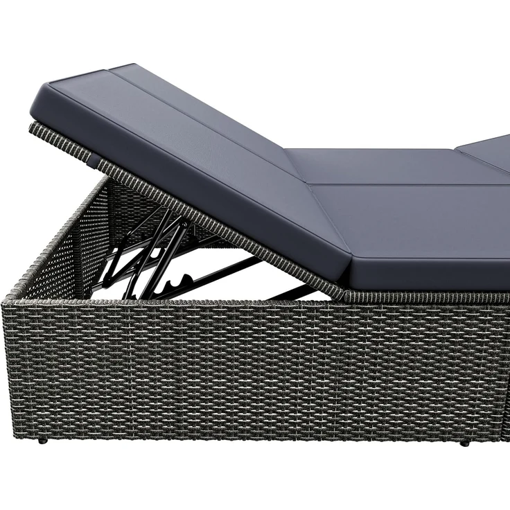 CASARIA® Sonnenliege 2 Personen Klapptisch Grau Anthrazit – Bild 9