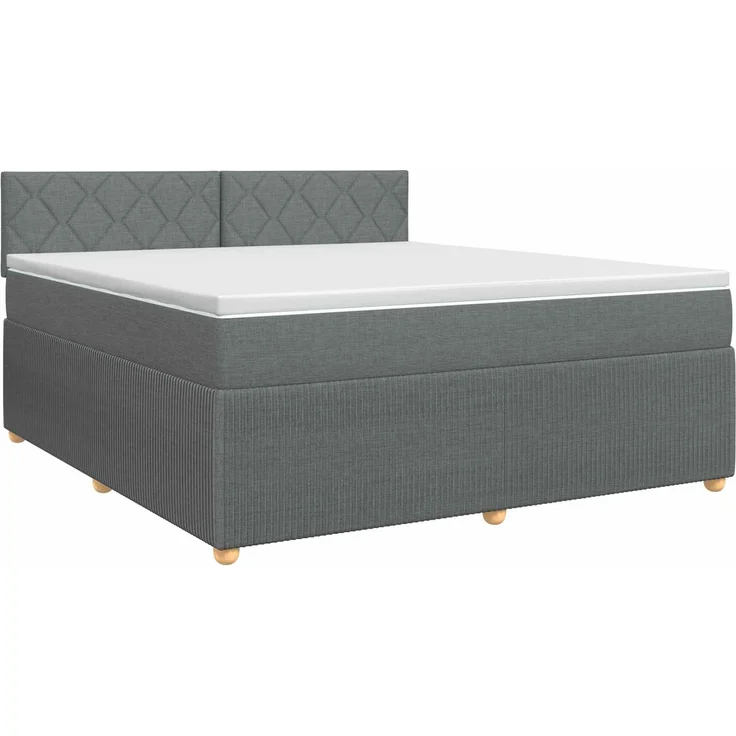 vidaXL Boxspringbett mit Matratze Dunkelgrau 140 x 190 cm Stoff 3451469 – Bild 2