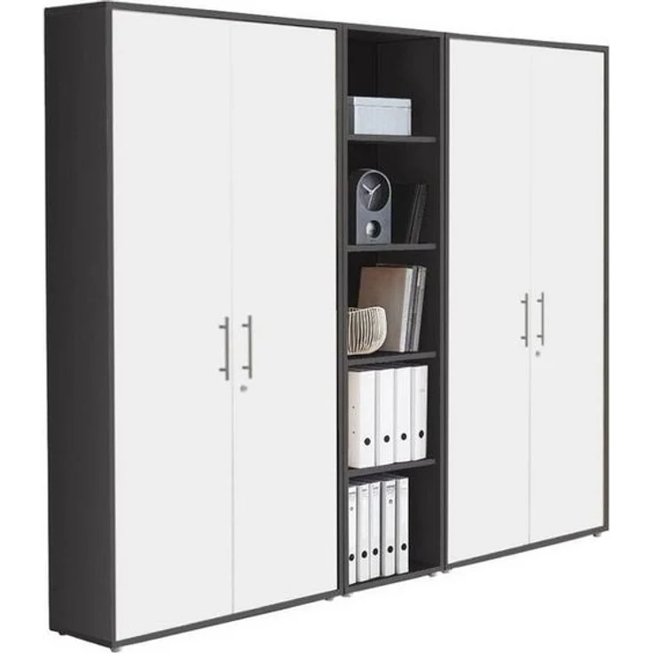 BMG Möbel Aktenschrank Büromöbel Office Edition 10 (Aktenschrank Regal Set, besteht aus 2x Aktenschrank und 1x Regal) mit viel Stauraum, abschließbar – Bild 5
