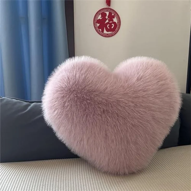 Herzkissen Dekokissen Zierkissen Herz Kissen Kinderzimmer Decor Herzform Dekokissen Kopfkissen Kissen Zierkissen Plüsch Kinderkissen für Kinderzimmer Sofa Dekoration (Rosa,40x45 cm) – Bild 4