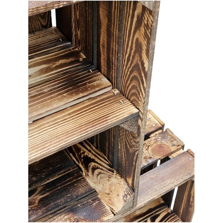 Holzkiste Regal mit Ablage Lang 50 x 40 x 30cm Geflammt – Bild 8