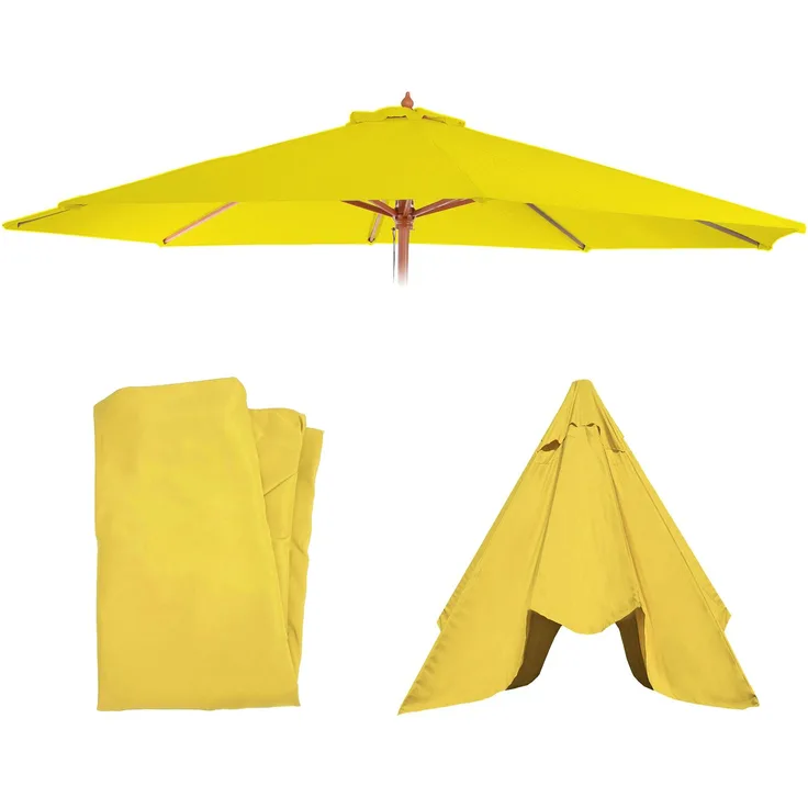 Ersatz-Bezug für Sonnenschirm Florida, Sonnenschirmbezug Ersatzbezug, Ø 3,5m Polyester 8 Streben ~ gelb