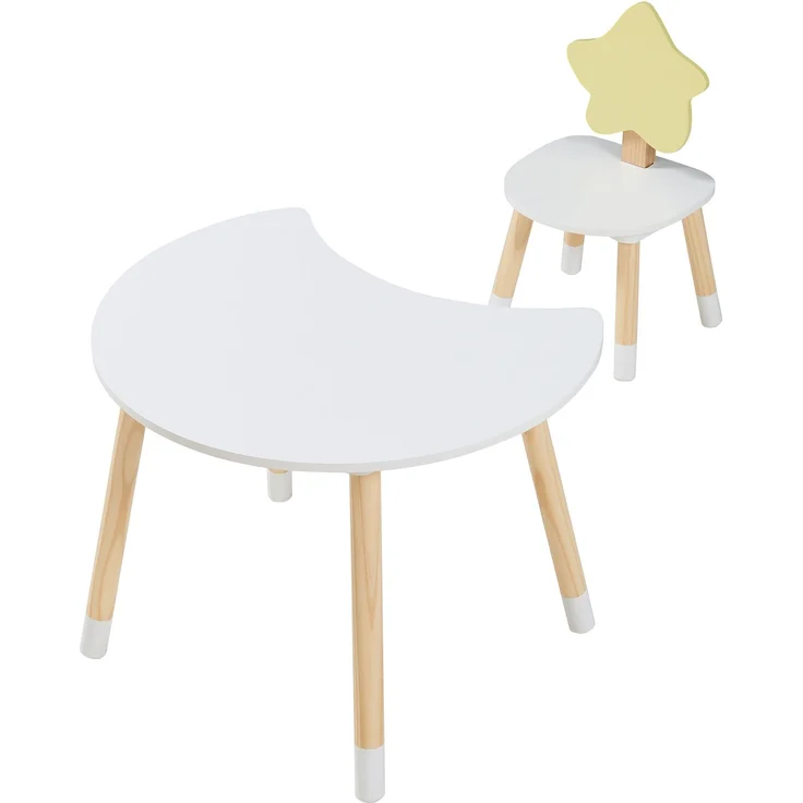 Kinderschreibtisch mit Stuhl Lallega Mond- und Stern-Design Weiß [en. casa] – Bild 5