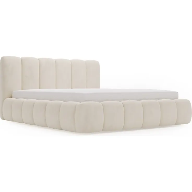 GRAINGOLD Cloud Bett 140x200, Polsterbett mit Bettkasten, Velvet-Stoff, mit Kopfteil, Beige – Bild 2