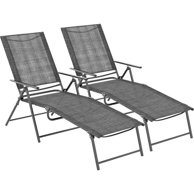 COSTWAY Gartenliege, 2 St, klappbar mit verstellbarer Rückenlehne, Balkon – Bild 5