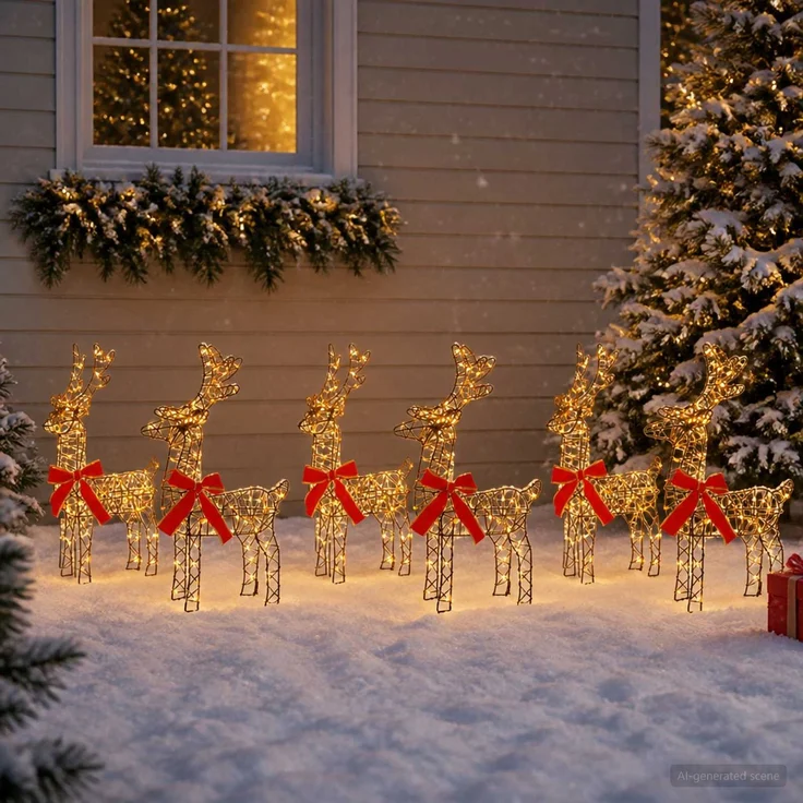 vidaXL Weihnachtsrentier 6 stk. 540 LEDs Warmes Weiß 3469684 – Bild 1